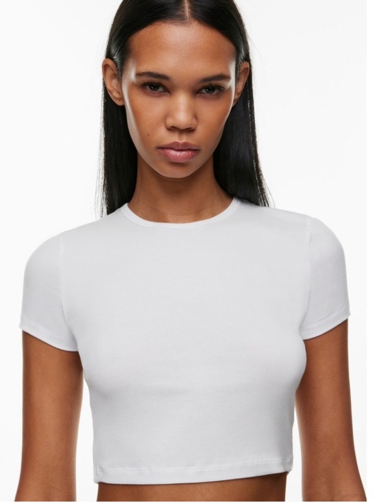Babaton Tops - Aritzia Babaton Original Contour Crew Cropped T-shirt - White